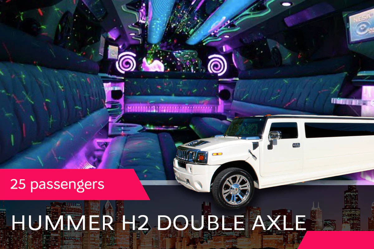 Limousine to Rent: 25 Pass White Hummer H2 Double Axle